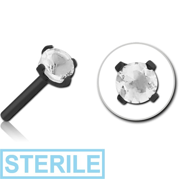 STERILE BLACK PVD COATED SURGICAL STEEL JEWELLED THREADLESS ATTACHMENT - ROUND