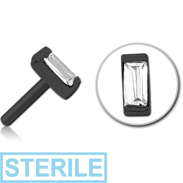 STERILE BLACK PVD COATED SURGICAL STEEL JEWELLED THREADLESS ATTACHMENT - SQUARE