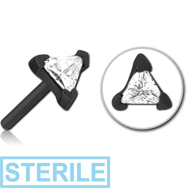 STERILE BLACK PVD COATED SURGICAL STEEL JEWELLED THREADLESS ATTACHMENT - TRIANGLE