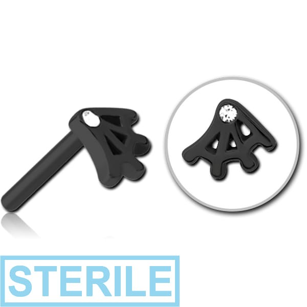 STERILE BLACK PVD COATED SURGICAL STEEL JEWELLED THREADLESS ATTACHMENT - WEB