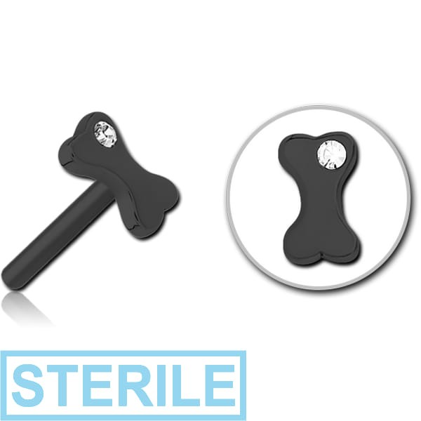 STERILE BLACK PVD COATED SURGICAL STEEL JEWELLED THREADLESS ATTACHMENT - BONE