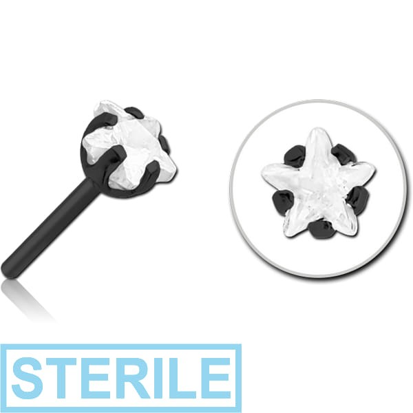 STERILE BLACK PVD COATED SURGICAL STEEL JEWELLED THREADLESS ATTACHMENT - STAR