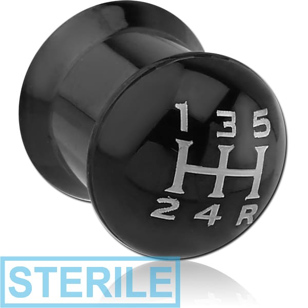 STERILE BLACK PVD COATED SURGICAL STEEL DOUBLE FLARED GEAR SHIFT PLUG