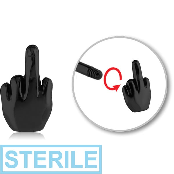 STERILE BLACK PVD COATED SURGICAL STEEL ATTACHMENT FOR 1.6 MM THREADED PIN - MIDDLE FINGER