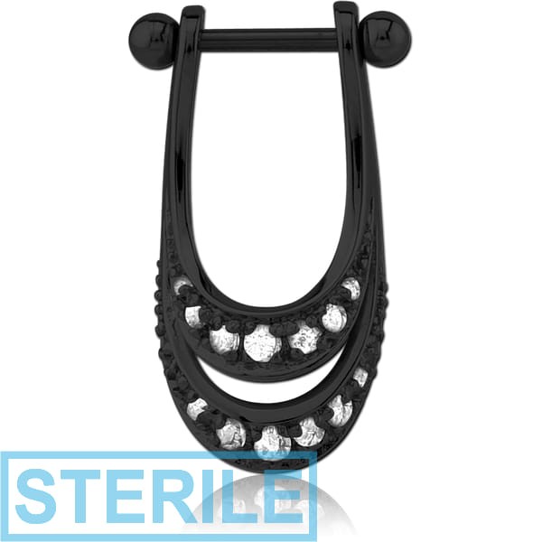 STERILE BLACK PVD COATED SURGICAL STEEL JEWELLED CARTLAGE SHIELD