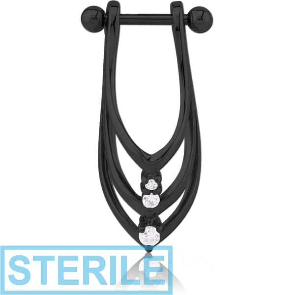 STERILE BLACK PVD COATED SURGICAL STEEL JEWELLED CARTLAGE SHIELD