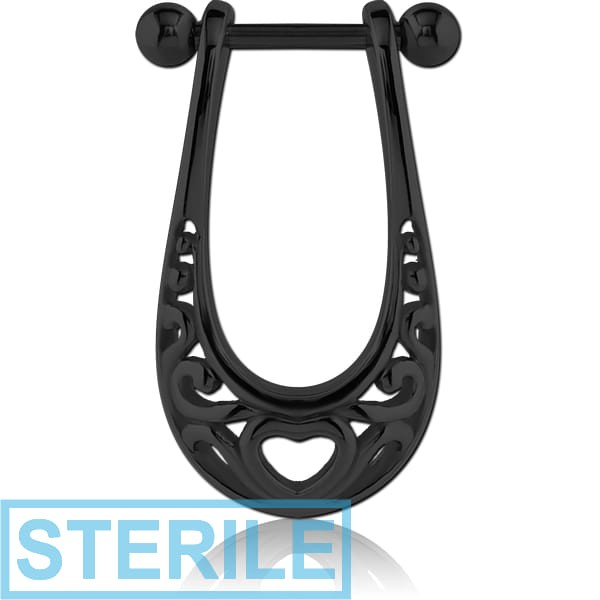 STERILE BLACK PVD COATED SURGICAL STEEL CARTILAGE SHIELD - HEART