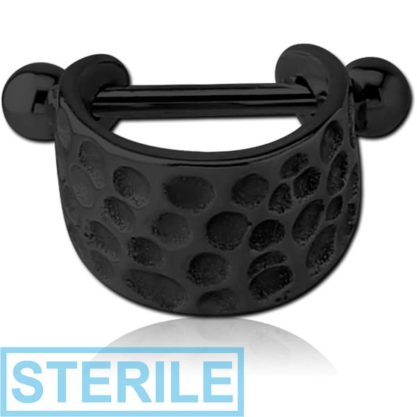 STERILE BLACK PVD COATED SURGICAL STEEL CARTILAGE SHIELD - HAMMERED TEXTURE