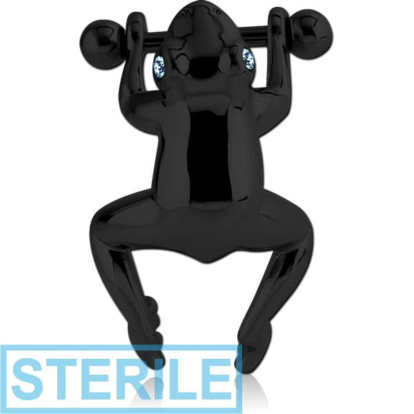 STERILE BLACK PVD COATED SURGICAL STEEL JEWELLED CARTILAGE SHIELD
