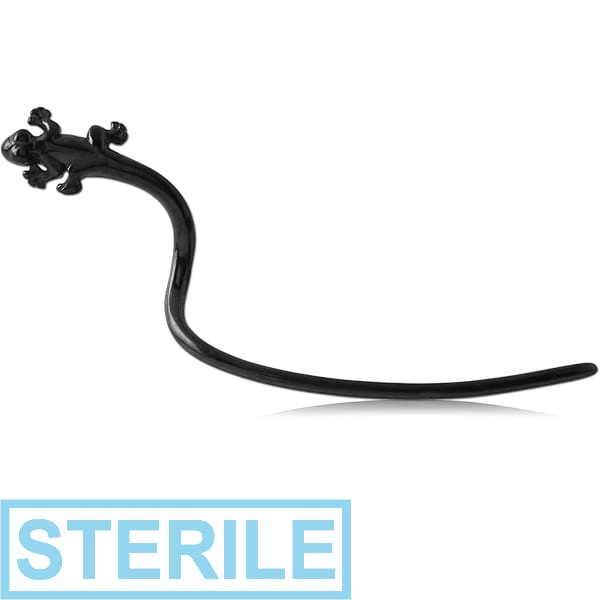STERILE BLACK PVD COATED SURGICAL STEEL EYEBROW - LIZARD RIGHT
