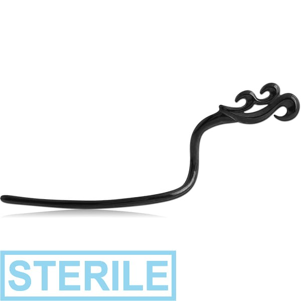 STERILE BLACK PVD COATED SURGICAL STEEL EYEBROW - TRIBAL LEFT