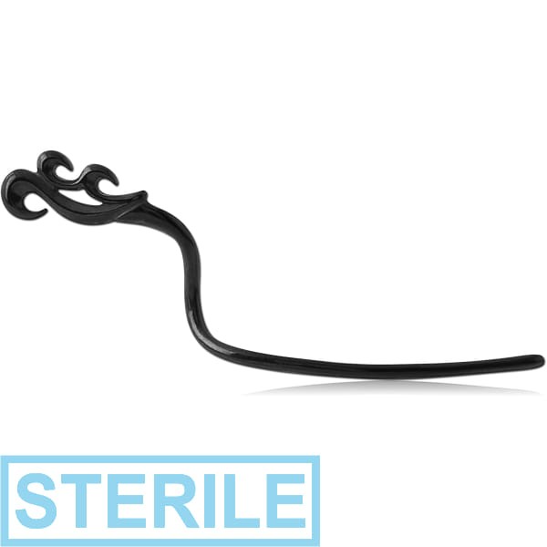 STERILE BLACK PVD COATED SURGICAL STEEL EYEBROW - TRIBAL RIGHT