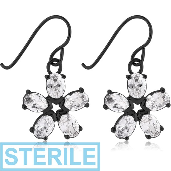 STERILE BLACK PVD COATED SURGICAL STEEL EARRINGS