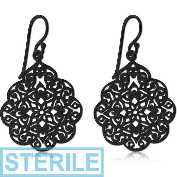 STERILE BLACK PVD COATED SURGICAL STEEL EARRINGS - BALI