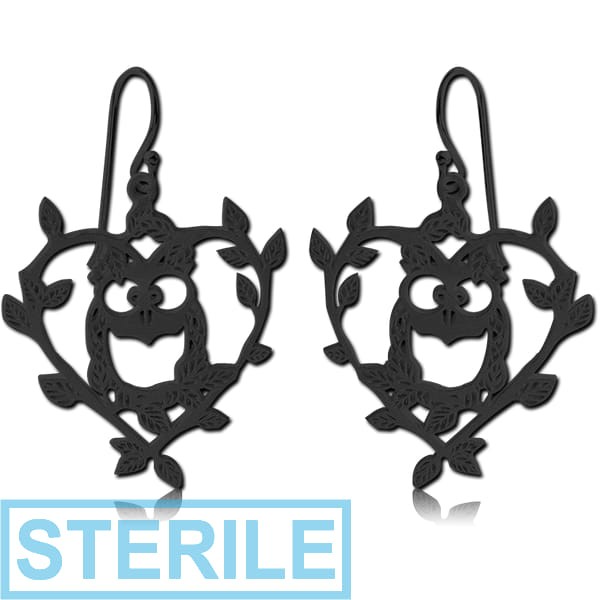 STERILE BLACK PVD COATED SURGICAL STEEL EARRINGS - VINES
