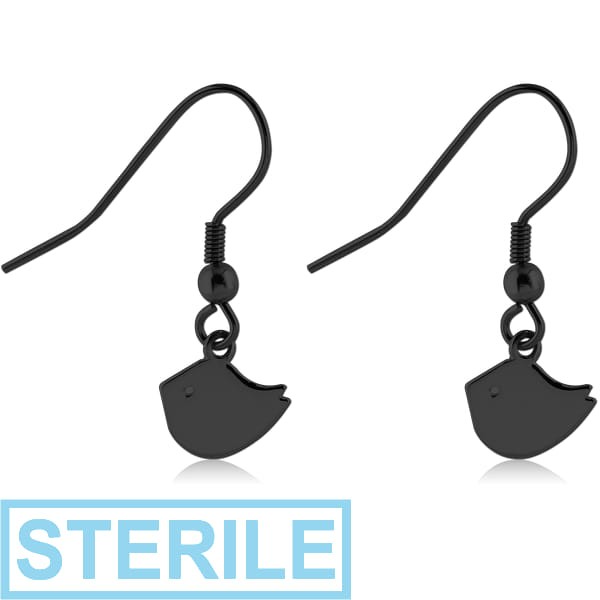 STERILE BLACK PVD COATED SURGICAL STEEL EARRINGS - CHICK