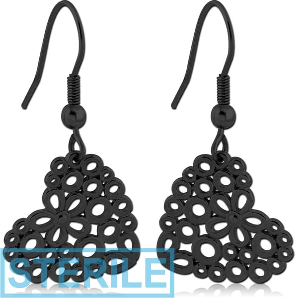 STERILE BLACK PVD COATED SURGICAL STEEL EARRINGS - HEARTS