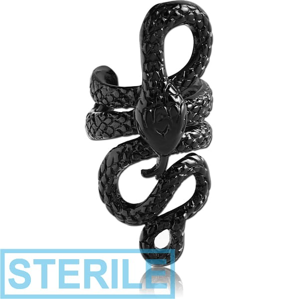 STERILE BLACK PVD COATED SURGICAL STEEL EAR CUFF - SNAKE