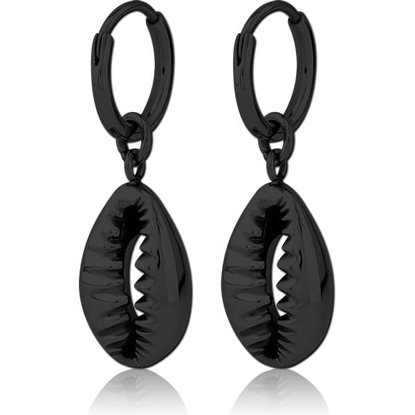 STERILE BLACK PVD COATED SURGICAL STEEL EARRINGS - SHELL