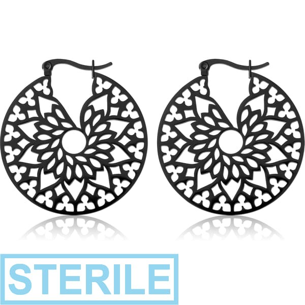 STERILE BLACK PVD COATED SURGICAL STEEL HOOP EARRINGS
