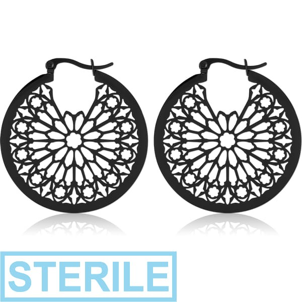 STERILE BLACK PVD COATED SURGICAL STEEL HOOP EARRINGS