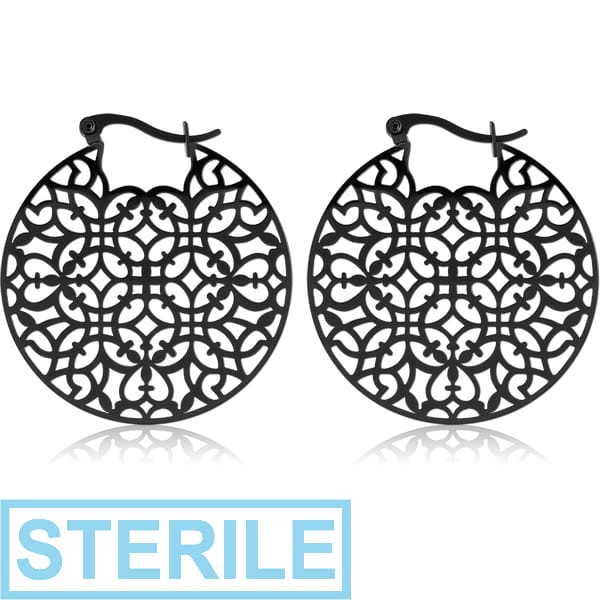 STERILE BLACK PVD COATED SURGICAL STEEL HOOP EARRINGS