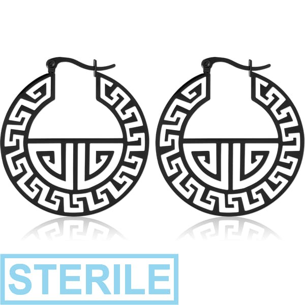STERILE BLACK PVD COATED SURGICAL STEEL HOOP EARRINGS