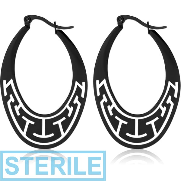 STERILE BLACK PVD COATED SURGICAL STEEL HOOP EARRINGS