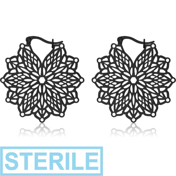 STERILE BLACK PVD COATED SURGICAL STEEL HOOP EARRINGS