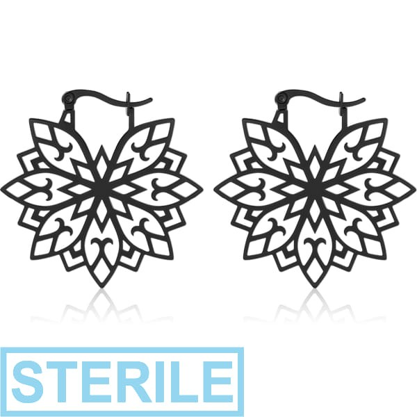 STERILE BLACK PVD COATED SURGICAL STEEL HOOP EARRINGS