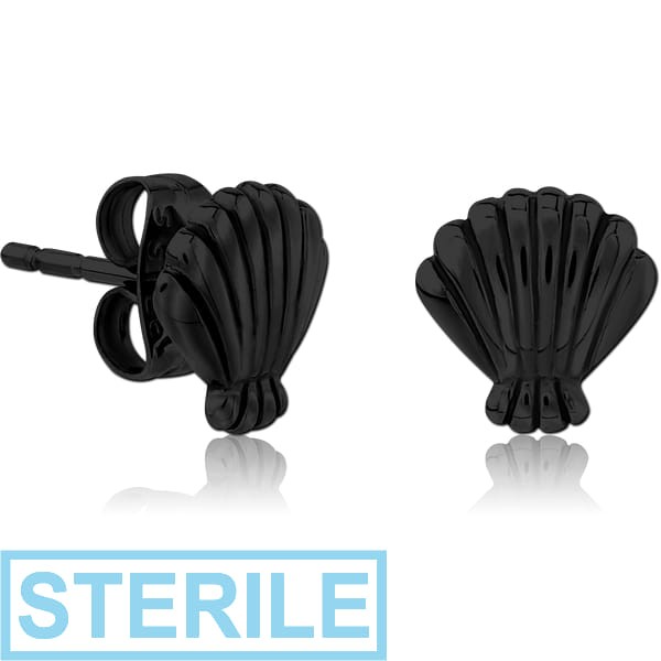 STERILE BLACK PVD COATED SURGICAL STEEL EAR STUDS PAIR