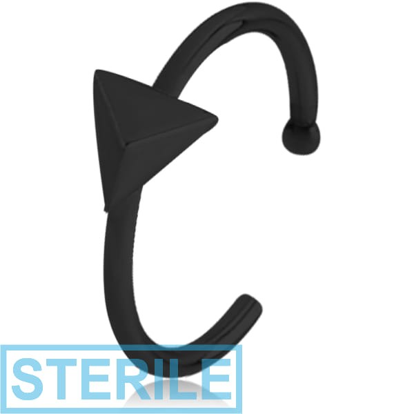 STERILE BLACK PVD COATED SURGICAL STEEL OPEN NOSE RING - TRIANGLE