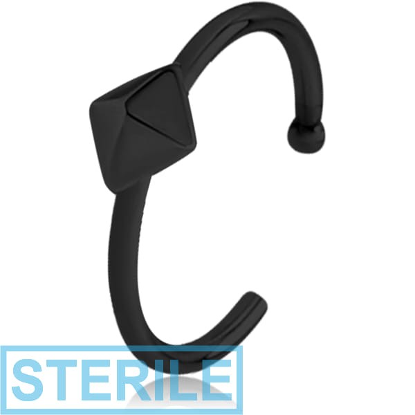 STERILE BLACK PVD COATED SURGICAL STEEL OPEN NOSE RING - PYRAMID