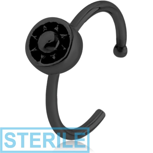 STERILE BLACK PVD COATED SURGICAL STEEL OPEN NOSE RING - SUN