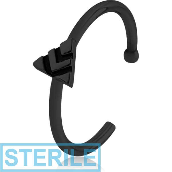 STERILE BLACK PVD COATED SURGICAL STEEL OPEN NOSE RING - TRIANGLE