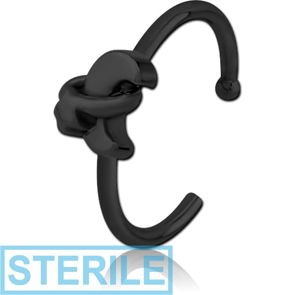 STERILE BLACK PVD COATED SURGICAL STEEL OPEN NOSE RING - ANNULAR ECLIPSE AND STAR