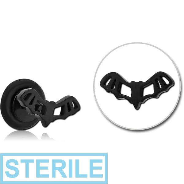STERILE BLACK PVD COATED SURGICAL STEEL FAKE PLUG - BAT