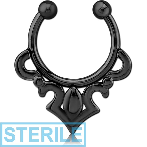 STERILE BLACK PVD COATED SURGICAL STEEL FAKE SEPTUM RING - FILIGREE