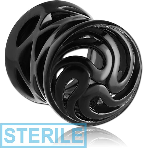 STERILE BLACK PVD COATED SURGICAL STEEL DOUBLE FLARED HOLLOW PLUG