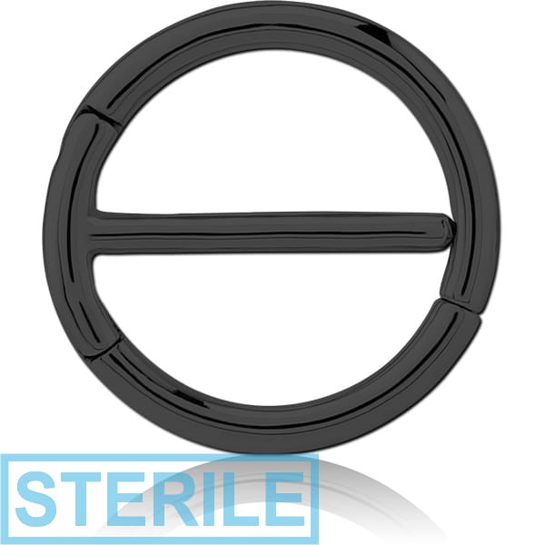 STERILE BLACK PVD COATED SURGICAL STEEL DOUBLE HINGED NIPPLE CLICKER RING