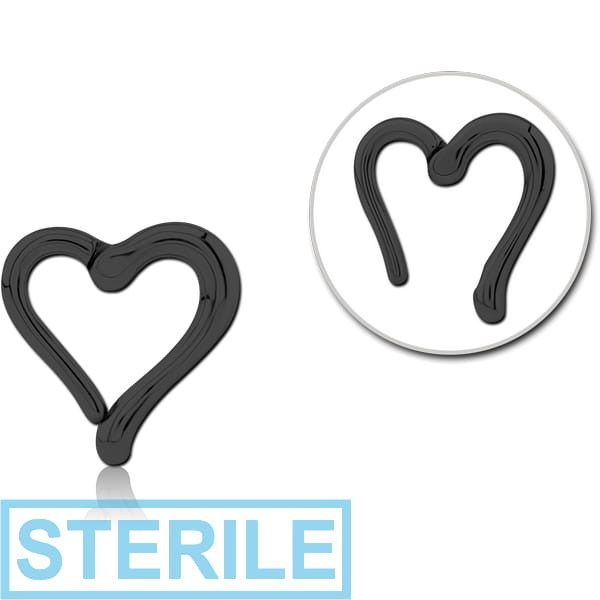 STERILE BLACK PVD COATED SURGICAL STEEL HINGED CLICKER - HEART