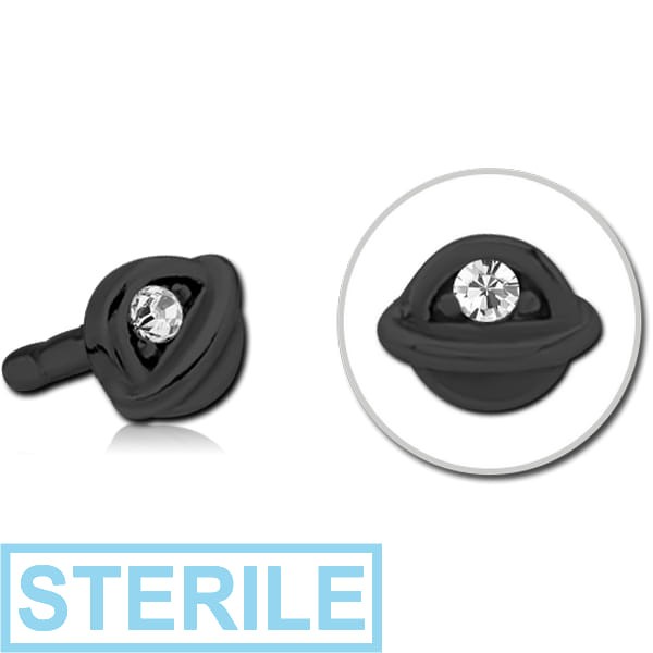 STERILE BLACK PVD COATED SURGICAL STEEL JEWELLED PUSH FIT ATTACHMENT FOR BIOFLEX INTERNAL LABRET - HALF OPEN EYE