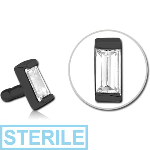 STERILE BLACK PVD COATED SURGICAL STEEL JEWELLED PUSH FIT ATTACHMENT FOR BIOFLEX INTERNAL LABRET - SQUARE
