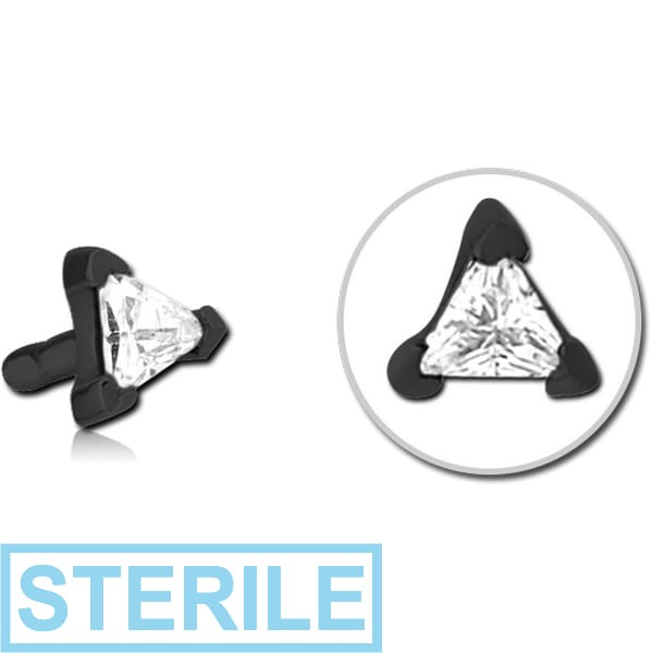 STERILE BLACK PVD COATED SURGICAL STEEL JEWELLED PUSH FIT ATTACHMENT FOR BIOFLEX INTERNAL LABRET - TRIANGEL