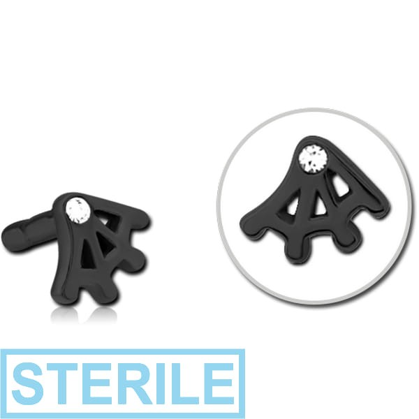STERILE BLACK PVD COATED SURGICAL STEEL JEWELLED PUSH FIT ATTACHMENT FOR BIOFLEX INTERNAL LABRET - WEB