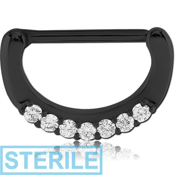 STERILE BLACK PVD COATED SURGICAL STEEL JEWELLED NIPPLE CLICKER