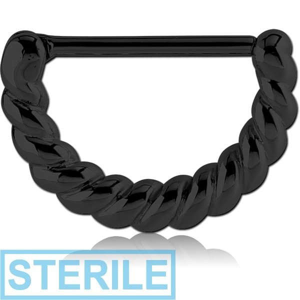 STERILE BLACK PVD COATED SURGICAL STEEL NIPPLE CLICKER - ROPE