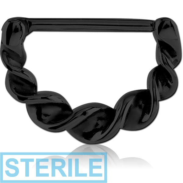 STERILE BLACK PVD COATED SURGICAL STEEL NIPPLE CLICKER - TWIST