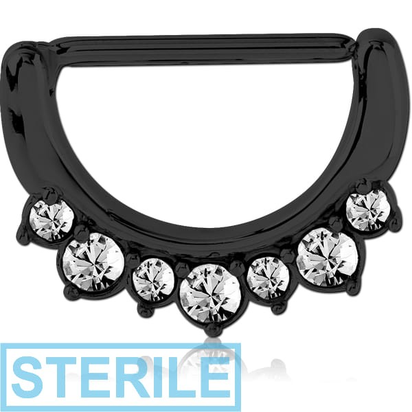 STERILE BLACK PVD COATED SURGICAL STEEL JEWELLED NIPPLE CLICKER