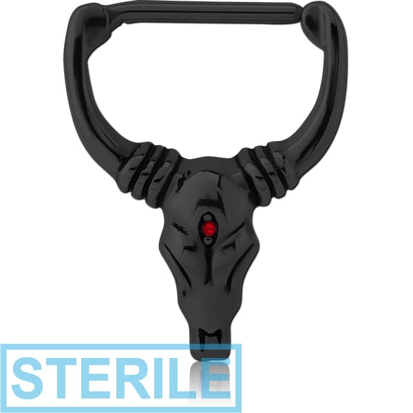 STERILE BLACK PVD COATED SURGICAL STEEL JEWELLED NIPPLE CLICKER - BUFFALO
